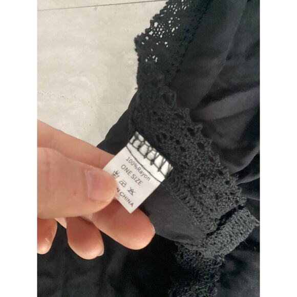 Buttefly Lace Trim Poncho Top Black  for women  W27- One Size - Picture 4 of 4